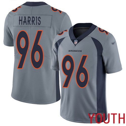 Youth Denver Broncos #96 Shelby Harris Limited Silver Inverted Legend Football NFL Jersey->youth nfl jersey->Youth Jersey
